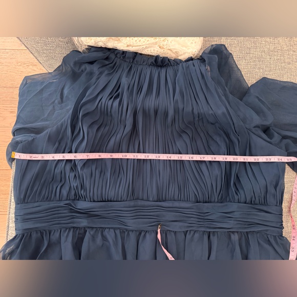 New MAC DUGGAL Navy High Neck Puff Sleeve Tiered A Line Gown 24W #68426 - Picture 6 of 9